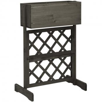Grau Garten-Spalier mit Blumenkasten 45x30x74 cm aus Tannenholz