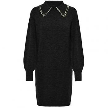 JDY Strickkleid Aubray 15313594 – Schwarzer Rundhalsausschnitt, Damen