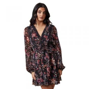Lace Trimmed Floral Tiered Dress
