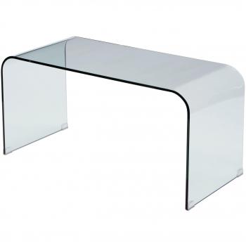 Modern Clear Bent Rectangular Glass Coffee Table