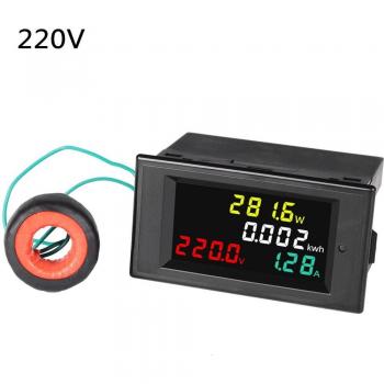 Medidor de Energía LCD 220V 380V 100A con Voltímetro y Amperímetro
