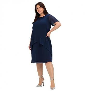 Sheego Damenkleid in großen Größen, asymmetrische Volants, marine, Gr. 52
