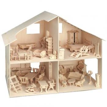 Maison de poupée en bois à assembler avec mobilier