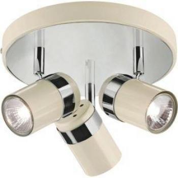 Living Shiro 3 Light Spotlight Plate Cream and Chrome Finish