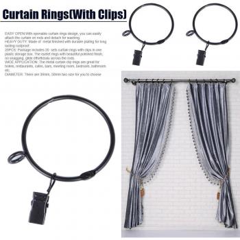 20pcs Openable Metal Curtain Rings with Clips