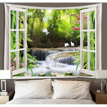 Bamboo Forest Waterfall Wall Hanging
