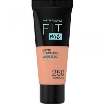 Maybelline Base De Maquillaje Fit Me Mate y Afinaporos Tono 250 Sun Beige Calca A Tu Tono y Textura Pieles Medias
