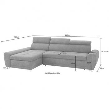Sit&more Ecksofa Riva, wahlweise mit Bettfunktion und Kopteilverstellung