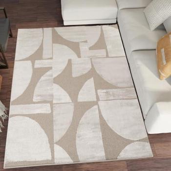 Geometric Taupe Floor Mat – Hamilton Modern Design, 80x150