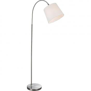 Firstlight Tower Modern Floor Lamp with Foot Switch Cream Brushed Steel