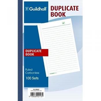 Exacompta Guildhall Duplicate Book, 210x135mm, Ruled, 100 Sets, Cloth Tape Binding