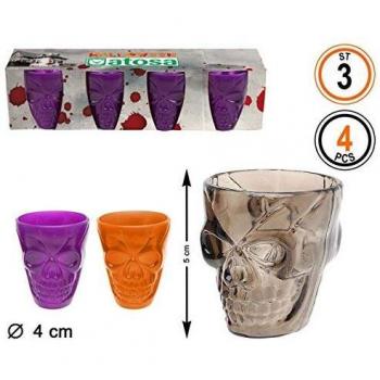 Pack de 4 Vasos de Calavera 5 cm para Halloween