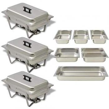 Chafing Dish Set (3 Pieces) in Stainless Steel by vidaXL