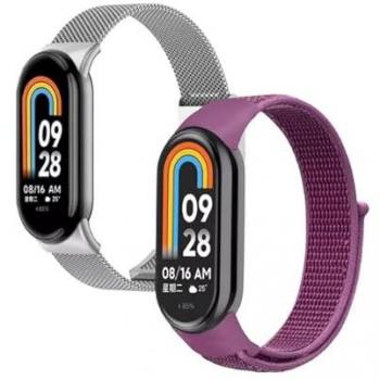Set de Dos Accesorios Friendly Loop – Milanesa y Magenta, Acero Inoxidable + Nylon (Xiaomi Band 9)