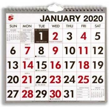 020 Month To View Wall Calendar