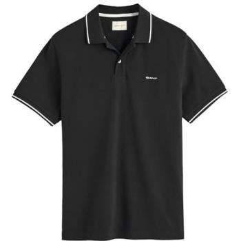Polo Tipped Piqué Gant Uomo Maniche Corte Nera M