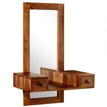 VidaXL Sheesham Wood Cosmetic Mirror with Dual Storage