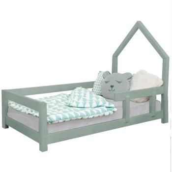 Lit cabane POPPI 90X160 cm en vert sauge pour enfants
