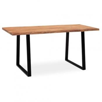 Wohnling Schreibtisch 160x80x76 cm Akazie Massivholz / Metall Computertisch (Baumkante, Homeoffice Bürotisch)