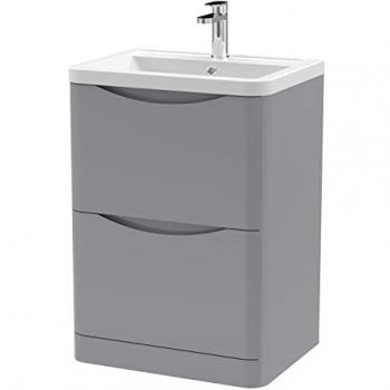 Satin Grey 600mm Free-standing Bathroom Vanity with 2 Drawers