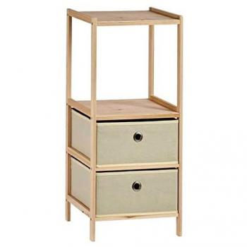 Beiges Holzstoff-Regal 26 x 72,5 x 32 cm