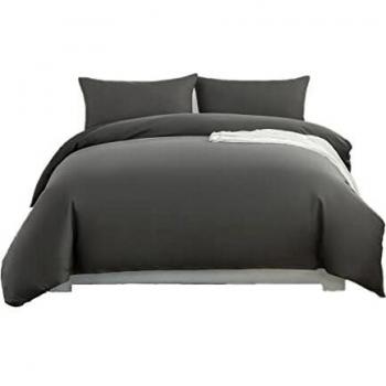 MOHAP Zippered Duvet Cover Set 3 PCS Double Plain Brushed Microfiber Bedding Duvet Cover with Pillowcases