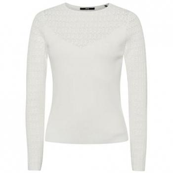 Zero Damen Strickpullover mit Lochmuster, Offwhite, Größe 36
