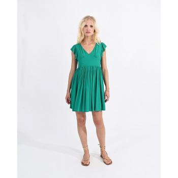 Robe courte à volants et col en V