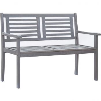 VidaXL 2-Seater Patio Bench 47.2 Gray Solid Wood Eucalyptus