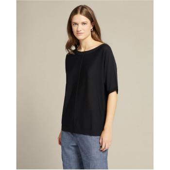 Elena Mirò Blusa de Punto Estilizada, Escote Barco, Manga Corta