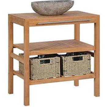 Tocador de Madera de Teca con Lavabo de Piedra de Río