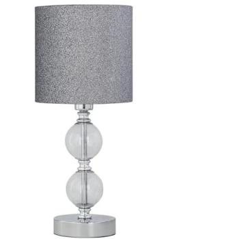 Glittered Silver Two‑Ball Lamp – Chrome Base