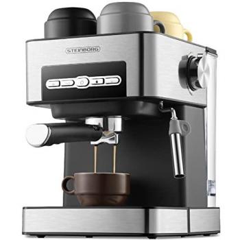 Steinborg Espressomaschine mit 15 Bar Druck und Edelstahl-Design