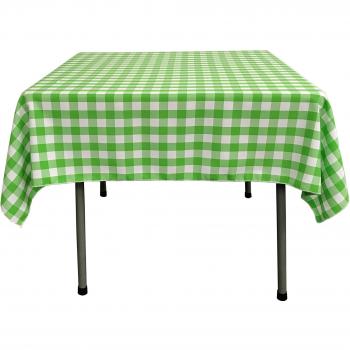 Checkered Tablecloth, 52-Inch Square, Lime and White