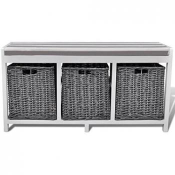 Panchina Stoccaggio & Ingresso Bianca con materassino e 3 cestini