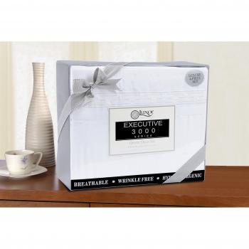 Set lenzuola morbido e leggero in tessuto di qualità superiore, con ricamo dettagliato, bianco, king size california, 4 pezzi in confezione regalo