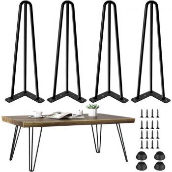 Ulisem Möbelbein‑Set 20 cm – 4 Stück, Haarnadel‑Schrauben, Metall + Bodenschonung