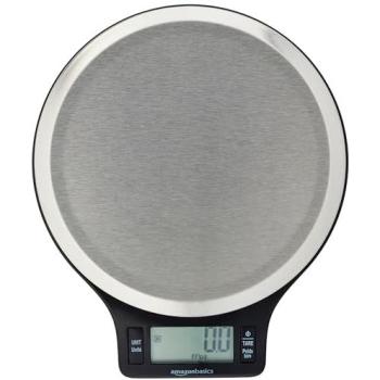 Balance électronique Amazon Basics – Acier inox, écran LCD, non BPA