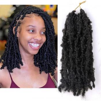 Flyteng crochet trenza 12” pelo corto mariposa