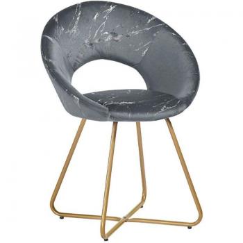Sillón Elegante de Terciopelo Gris con Base Dorada