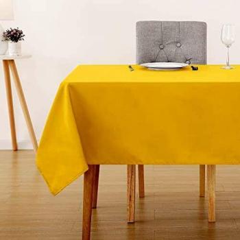 Nappe Rectangulaire Imperméable 150x240cm Deconovo – Couleur Jaune, Utilisation Table de Salon et Cuisine