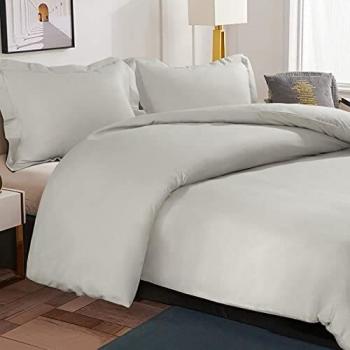 NTBAY Lightweight Microfiber Super King Duvet Cover with Zipper, Light Grey