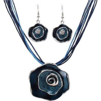 ZOSHI Elegancia Floral: Collar, Pendientes y Cordón de Cuero