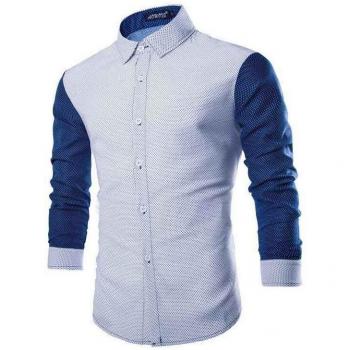 Casual Polka Dot Patchwork Shirt for Men