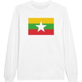 PixelForma Long Sleeve Myanmar Flag Shirt – 100% Cotton, Ultimate Comfort