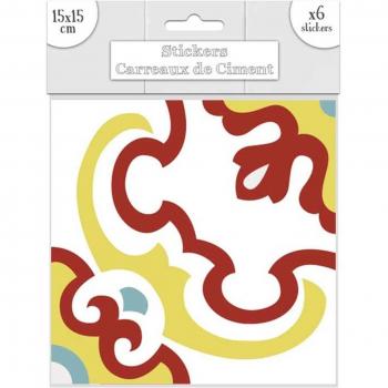 Mini Red Cement Tiles by Lily – 6 Pack