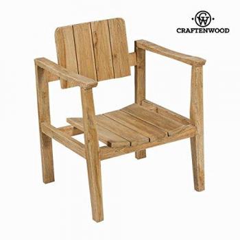 Silla con respaldo alto y apoya brazos de madera de Mindi (80 x 62 x 58 cm)