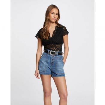 Short‑Dress T‑Shirt Noir V‑Collier