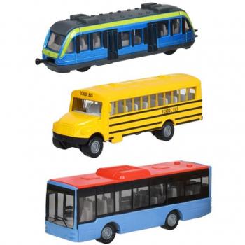 Reisebus & Straßenbahn Combo Set mit Nahverkehrszug – Geschenkset