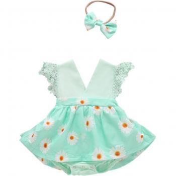 Cute Floral Lace Romper Set for Infant Girls